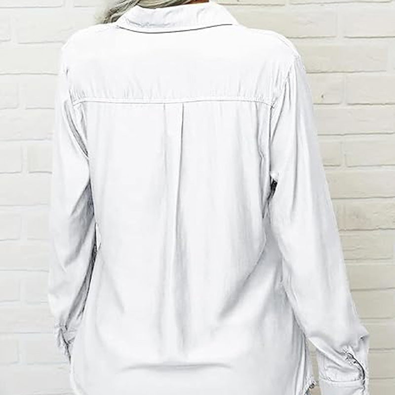 👚 60% DE RÉDUCTION ☀️ Chemise femme unie – Col, manches longues & boutonnage – Tissu doux, facile à assortir avec jean, jupe ou veste – intemporelle et polyvalente 🕶️✨