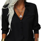 👚 60% DE RÉDUCTION ☀️ Chemise femme unie – Col, manches longues & boutonnage – Tissu doux, facile à assortir avec jean, jupe ou veste – intemporelle et polyvalente 🕶️✨