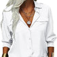 👚 60% DE RÉDUCTION ☀️ Chemise femme unie – Col, manches longues & boutonnage – Tissu doux, facile à assortir avec jean, jupe ou veste – intemporelle et polyvalente 🕶️✨