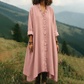 Robe longue ample à col en V et volants