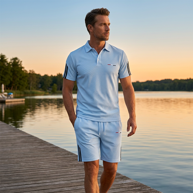 👕 Ensemble de loisirs 2 pièces pour homme – haut à manches courtes et short, respirant, confortable et polyvalent pour le quotidien, le sport et les voyages ☀️🩳