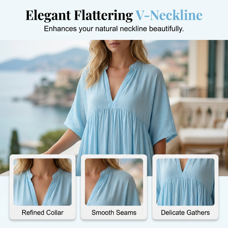 🏃‍♀️ Ça part comme des petits pains – n’hésitez pas ! Robe longue d’été légère pour femme, avec encolure en V