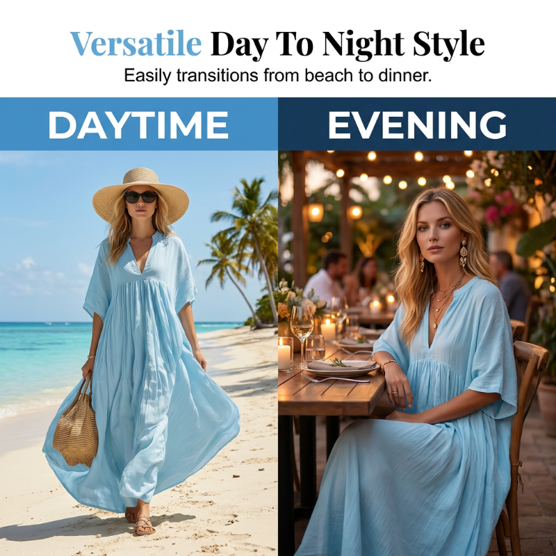 🏃‍♀️ Ça part comme des petits pains – n’hésitez pas ! Robe longue d’été légère pour femme, avec encolure en V
