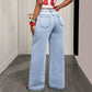 Jean pour femme à taille asymétrique et jambes larges