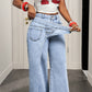 Jean pour femme à taille asymétrique et jambes larges