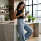 Jean pour femme à taille asymétrique et jambes larges