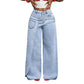 Jean pour femme à taille asymétrique et jambes larges