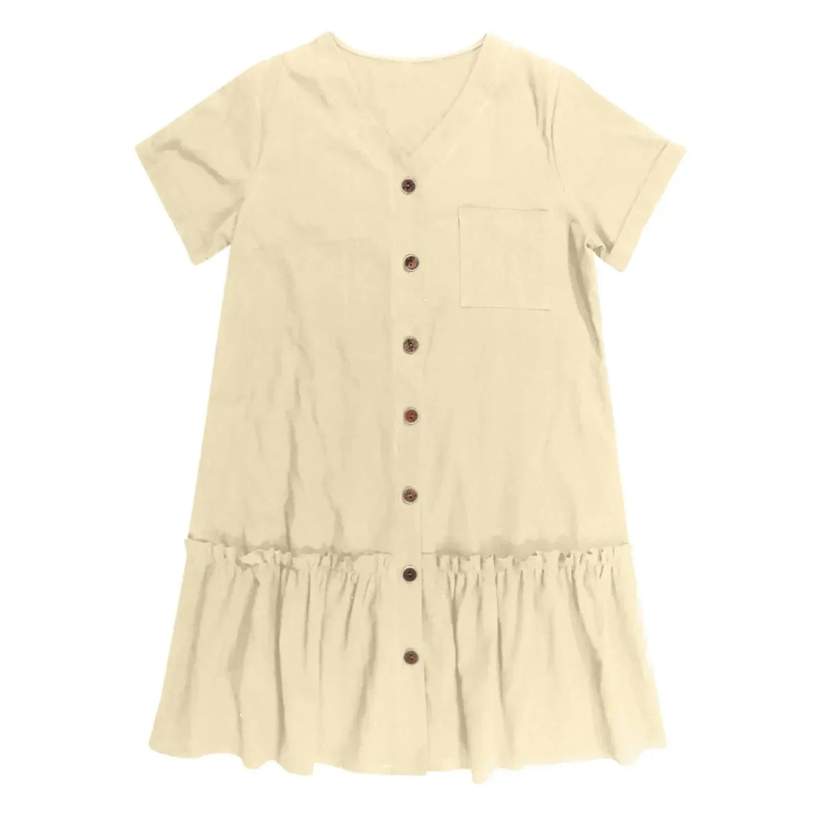 Robe à nouer pour femme, robe d'été ample en coton et lin, avec ourlet à volants, robe décontractée à manches courtes