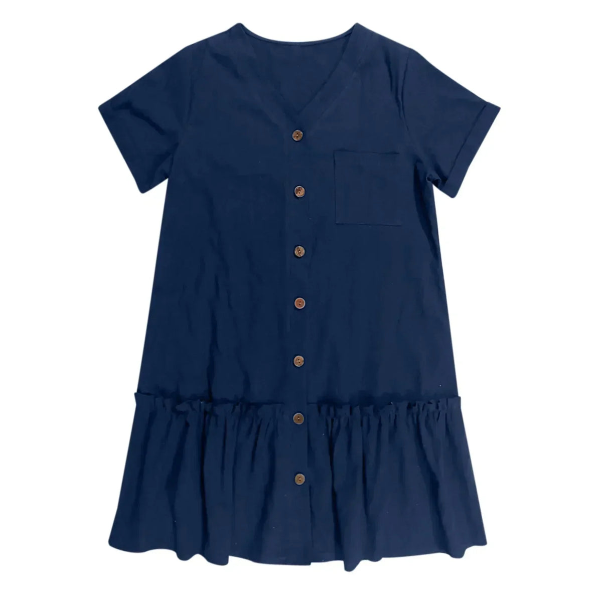 Robe à nouer pour femme, robe d'été ample en coton et lin, avec ourlet à volants, robe décontractée à manches courtes