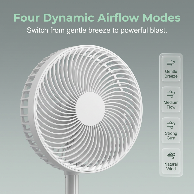 Ventilateur de sol télescopique multifonction portable