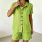 Ensemble 2 pièces pour femme : chemise boutonnée et short