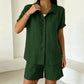 Ensemble 2 pièces pour femme : chemise boutonnée et short