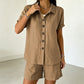 Ensemble 2 pièces pour femme : chemise boutonnée et short