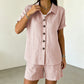 Ensemble 2 pièces pour femme : chemise boutonnée et short