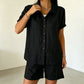Ensemble 2 pièces pour femme : chemise boutonnée et short