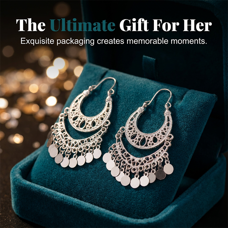 Boucles d'oreilles pendantes élégantes de style vintage en forme de U