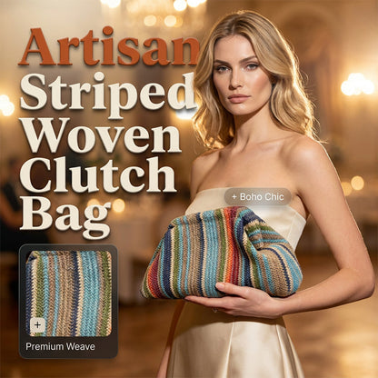 👜 Pochette pour femme à rayures tissées – élégante, polyvalente et pratique – parfaite pour les soirées, les fêtes et les occasions spéciales – un accessoire raffiné pour toutes vos tenues.