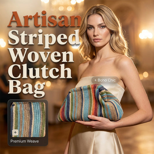👜 Pochette pour femme à rayures tissées – élégante, polyvalente et pratique – parfaite pour les soirées, les fêtes et les occasions spéciales – un accessoire raffiné pour toutes vos tenues.