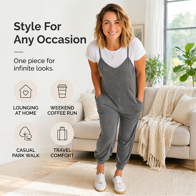 👗 PROMO LIMITÉE 50% DE RÉDUCTION ! ✨ Combinaison Salopette Bretelles Spaghetti – Coupe Ample, Tendance, Polyvalente 🌿