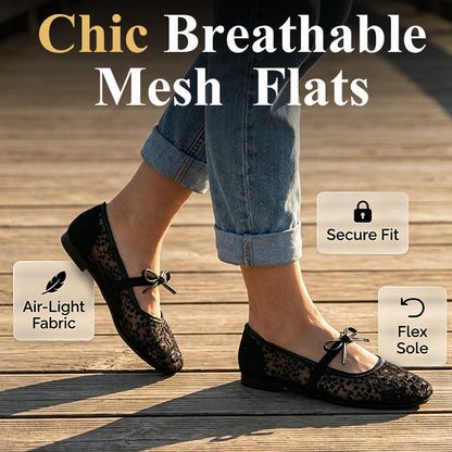 Ballerines femme style français en maille avec nœud