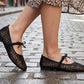 Ballerines femme style français en maille avec nœud