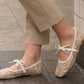 Ballerines femme style français en maille avec nœud