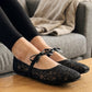 Ballerines femme style français en maille avec nœud