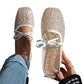 Ballerines femme style français en maille avec nœud