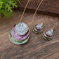 Ensemble de boucles d'oreilles pendantes ajourées à trois anneaux colorés peints à l'huile – Ensemble de bijoux bohèmes pour femme