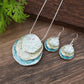 Ensemble de boucles d'oreilles pendantes ajourées à trois anneaux colorés peints à l'huile – Ensemble de bijoux bohèmes pour femme
