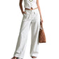 Pantalon ample décontracté en coton et lin pour femme