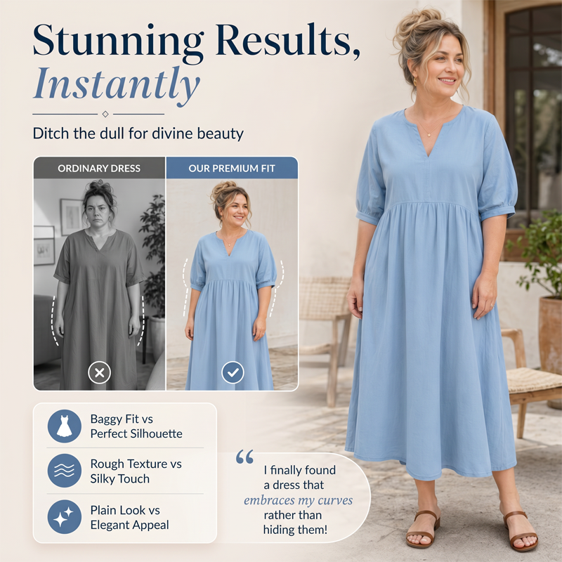 Robe longue décontractée à col en V et poches pour femme