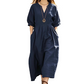 Women's Casual V-Neck Maxi Dress with Pockets