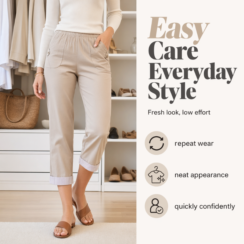 📢📢50% DE RÉDUCTION !! ⏰Pantalon Casual Slim Fit Raccourci Femme