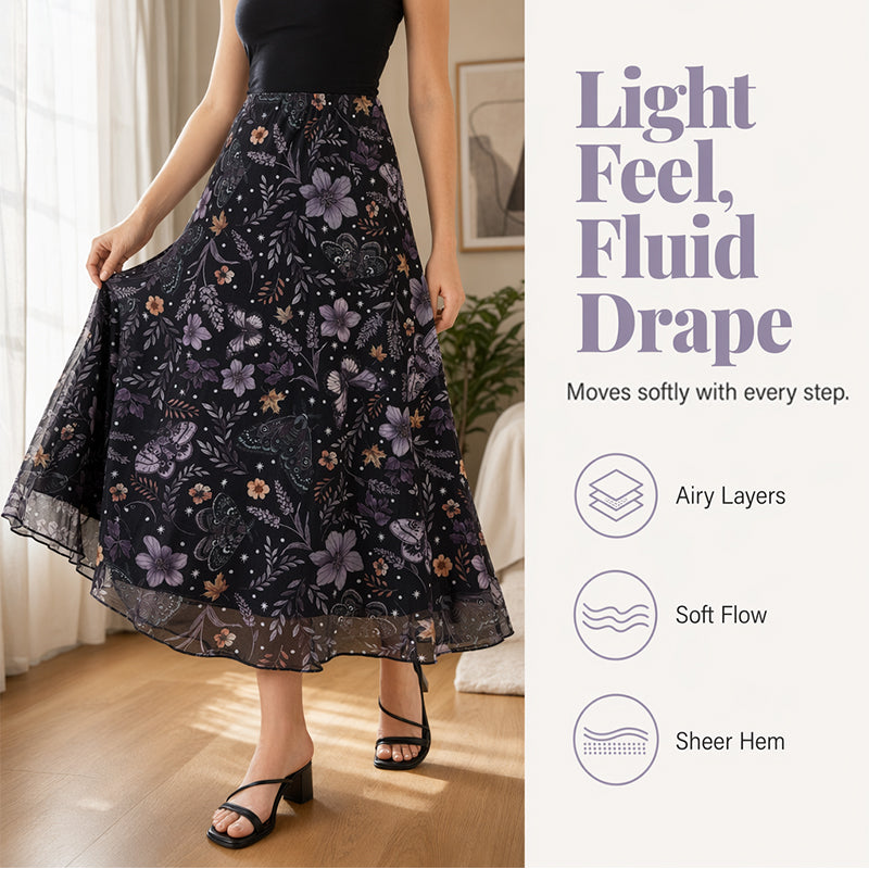 Jupe évasée en maille à taille haute pour femme