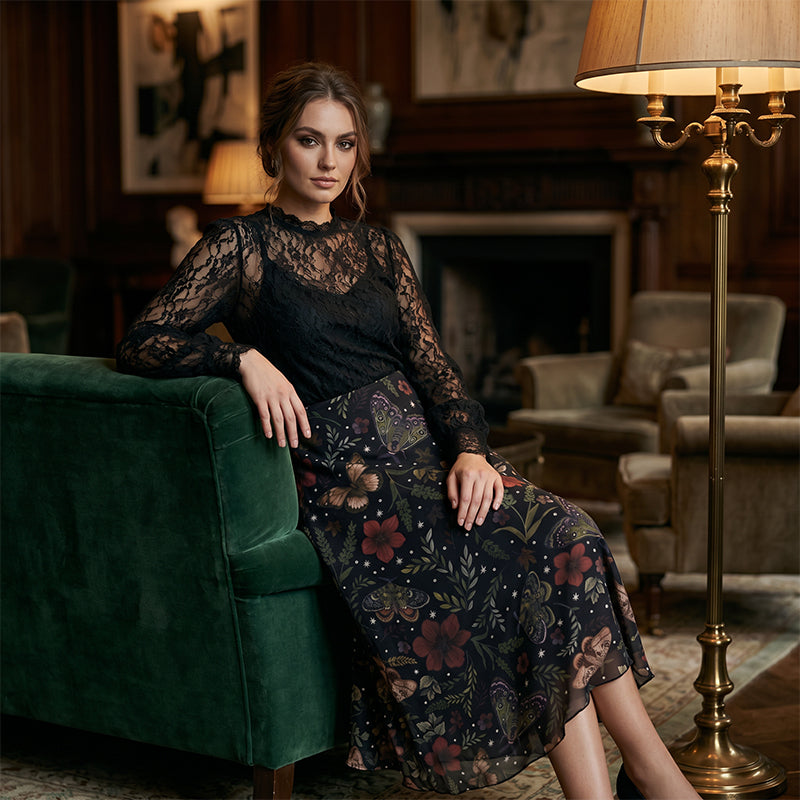 Jupe évasée en maille à taille haute pour femme