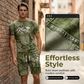 👕🩳🖤 OFFRE LIMITÉE 50% DE RÉDUCTION! Ensemble T-Shirt & Short Imprimé Faux Jean Décontracté pour Homme – Look Jean Classique Sans le Poids, Mélange de Coton Doux – Parfait pour la Détente, les Courses ou les Sorties du Week-end 🌟👟