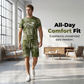 👕🩳🖤 OFFRE LIMITÉE 50% DE RÉDUCTION! Ensemble T-Shirt & Short Imprimé Faux Jean Décontracté pour Homme – Look Jean Classique Sans le Poids, Mélange de Coton Doux – Parfait pour la Détente, les Courses ou les Sorties du Week-end 🌟👟