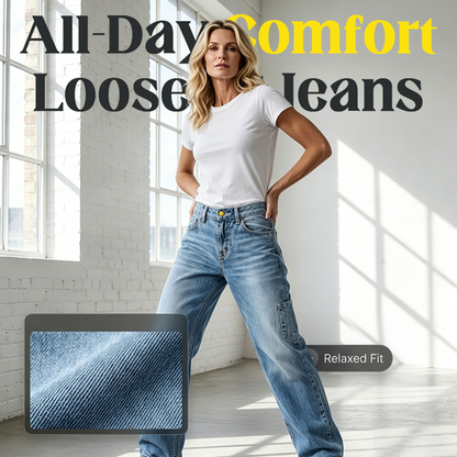 👖 PROMO EXCEPTIONNELLE 50% DE RÉDUCTION ! 🌸 Jean Décontracté pour Femme – Coupe Ample & Jambes Droites – Denim Premium Respirant, Look Casual Chic – Intemporel et Facile à Assortir ✨🛒🌿