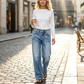 👖 PROMO EXCEPTIONNELLE 50% DE RÉDUCTION ! 🌸 Jean Décontracté pour Femme – Coupe Ample & Jambes Droites – Denim Premium Respirant, Look Casual Chic – Intemporel et Facile à Assortir ✨🛒🌿