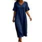 Women's V-Neck Tassel Loose-Fit Midi Dress