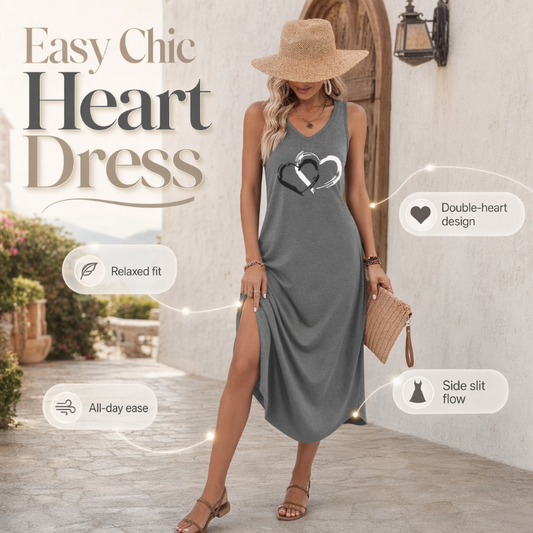 🔥-50%👗 Robe Tank Femme Sans Manches – Coupe Ample Col Rond Imprimé Cœur