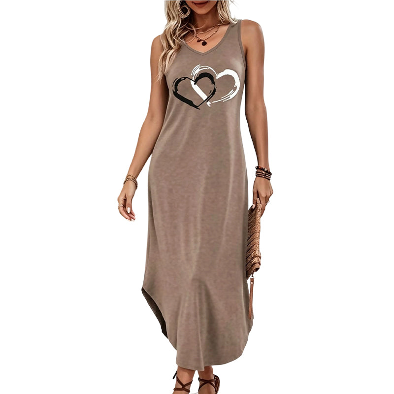 🔥-50%👗 Robe Tank Femme Sans Manches – Coupe Ample Col Rond Imprimé Cœur