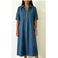 🔥-50%👗 Robe Chemise Jean Femme 🤍col rabattu et coupe confortable pour le travail