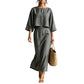 Women Elegant Two Piece Outfit Long Skirt Set with Three Quarter Sleeve Top