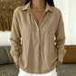 Chemise demi-boutonnée ample pour femme, style décontracté