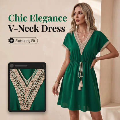 Robe bohème à encolure en V en dentelle pour femme