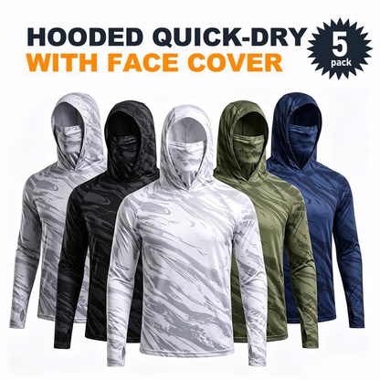 🏖️🧴 Pack 5 chemises UV à capuche – Ultra-légères et respirantes, protègent cou et bras toute la journée, séchage express 🍃💧