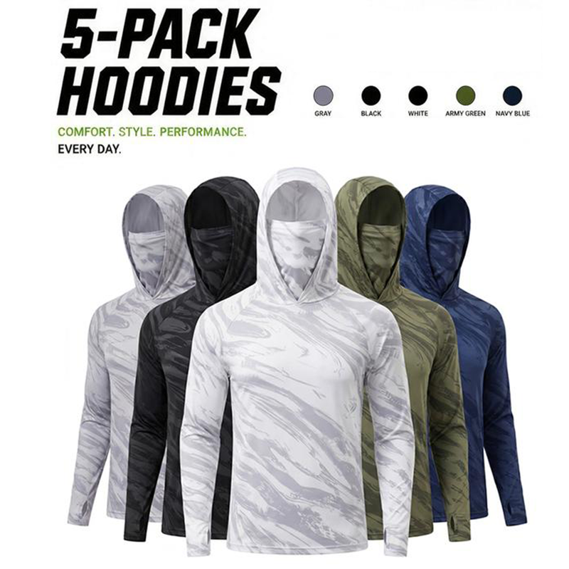 🏖️🧴 Pack 5 chemises UV à capuche – Ultra-légères et respirantes, protègent cou et bras toute la journée, séchage express 🍃💧