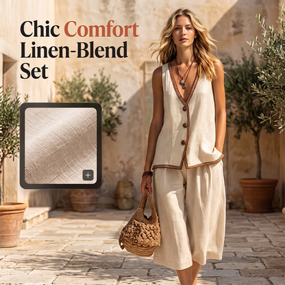 Best-seller de l'été 🔥 Ensemble composé d'un débardeur à col en V et d'un pantalon à jambes larges